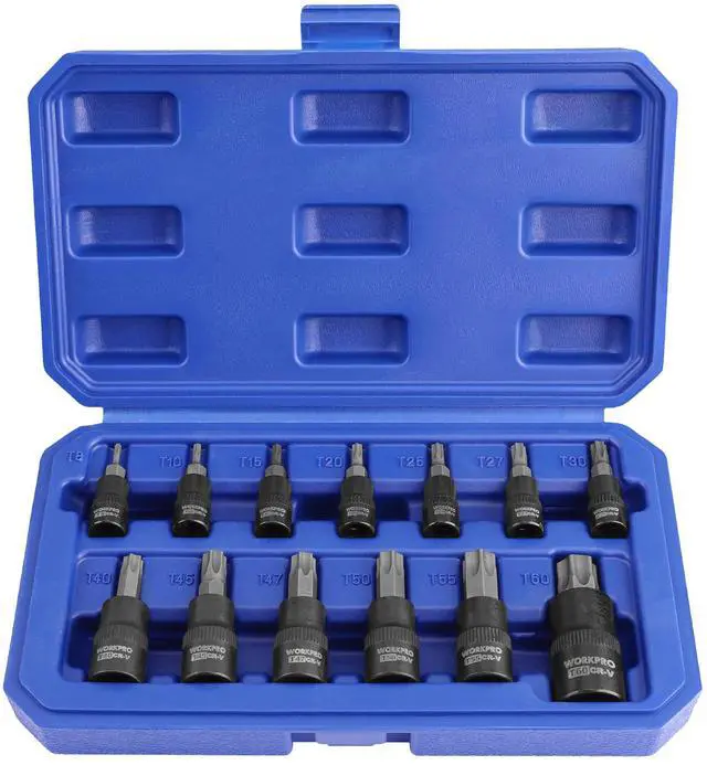 Main image of Torx Bit Socket Set, Premium S2 Bits & CR-V Sockets,13-Piece T8-T60