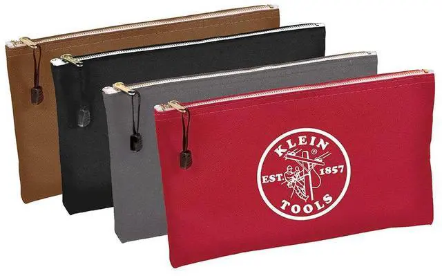 Main image of 5141 Zipper Tool Bag, Tool Pouch, Bank Deposit Canvas Utility Bag, 12.5 x 7-Inch, Brown/Black/Gray/Red 4-Pack