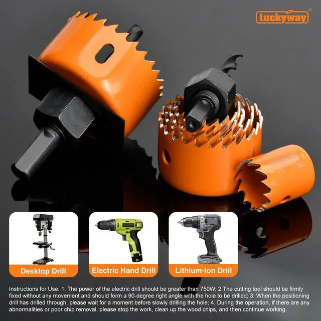 Alt view image 6 of 7 - Hole Saw Kit Pro, 24PCS Hole Saw Set with 3/4"-6"(19-152mm) 14PCS Hole Saws, Double-Ground Teeth for Clean Cutting, Ideal for Soft Wood, Plywood, Drywall, PVC