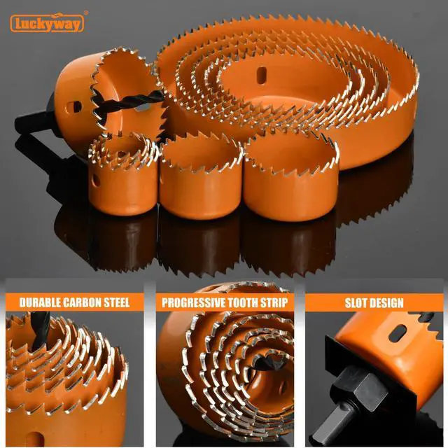 Alt view image 7 of 7 - Hole Saw Kit Pro, 24PCS Hole Saw Set with 3/4"-6"(19-152mm) 14PCS Hole Saws, Double-Ground Teeth for Clean Cutting, Ideal for Soft Wood, Plywood, Drywall, PVC