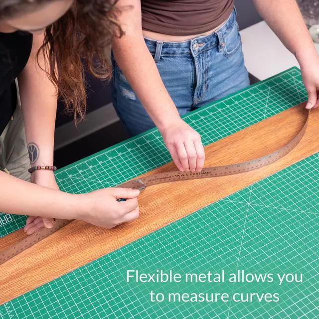Alt view image 6 of 7 - WA Portman Metal Ruler 36'', Metric Edge Corkback Stainless Steel Ruler | Cork Backing Metal Ruler with Non-Slip Flexible Stainless Steel Straight Edge Metric Construction Ruler for DIY Art & Crafts