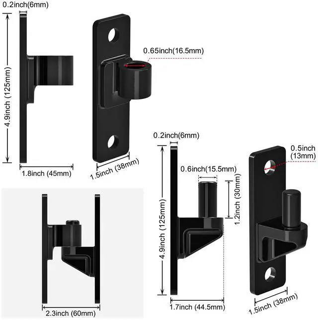 Alt view image 5 of 7 - Heavy Duty Gate Hinges, 4Pack High Strength Steel with Electroplated Finish, 600LB Load Capacity, Thick 6mm Black Hinges for Farm Gates, Fences, Barns, Sheds & Outdoor Gates (4.9"x1.5")