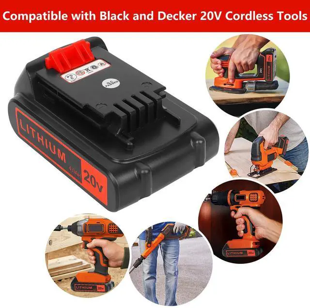 Alt view image 5 of 6 - 2 Pack 4000mAh 20V Lithium Ion Battery Replace Battery for Black and Decker 20 Volt Max Battery LBXR20 LB20 LBX20 LBX4020 Cordless Power Tools Series