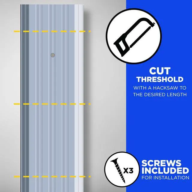 Alt view image 6 of 7 - MD Building Aluminum Flat-Profile Threshold, Silver, 4in x 1/4in x 36in