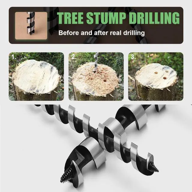 Alt view image 4 of 6 - 1-9/16 x 23.6 Auger Drill Bit for Wood,40x600mm Hex Shank Auger Bit | for Soft Wood, Hard Wood, Plastic, Composite Materials and DIY Projects