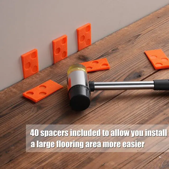 Alt view image 5 of 7 - Laminate Wood Flooring Installation Kit, LVP/Vinyl Flooring Tools | Double-faced Mallet/Steel Pull Bar/Tapping Block with Handle/40 Spacers, Laminate Flooring/Vinyl Plank Flooring Installation
