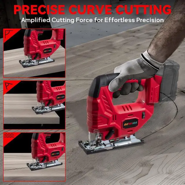 Alt view image 7 of 7 - Cordless Jig Saw for Milwaukee Battery, 7 Speed Variable Up to 3200RPM, LED Light, 45° Bevel Cuts, 3 Orbital Motions, with Jig Saw Blade for Straight/Curve/Circle Cutting(Battery Not Include)