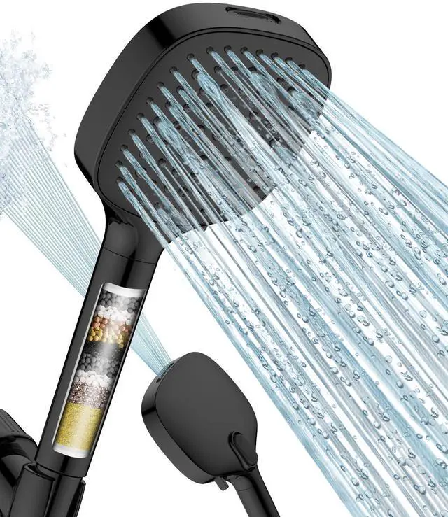 Main image of Filtered Shower Head with Handheld, 7 Modes High Pressure Handheld Showerhead with Filters, Detachable Shower Heads Water Softener Filters Beads for Hard Water - Remove Chlorine & Heavy Metals