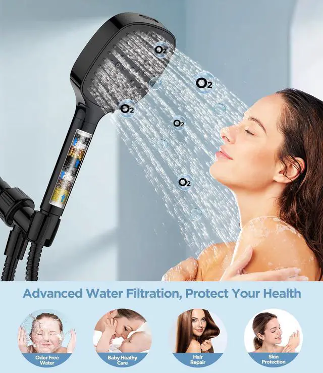 Alt view image 6 of 6 - Filtered Shower Head with Handheld, 7 Modes High Pressure Handheld Showerhead with Filters, Detachable Shower Heads Water Softener Filters Beads for Hard Water - Remove Chlorine & Heavy Metals