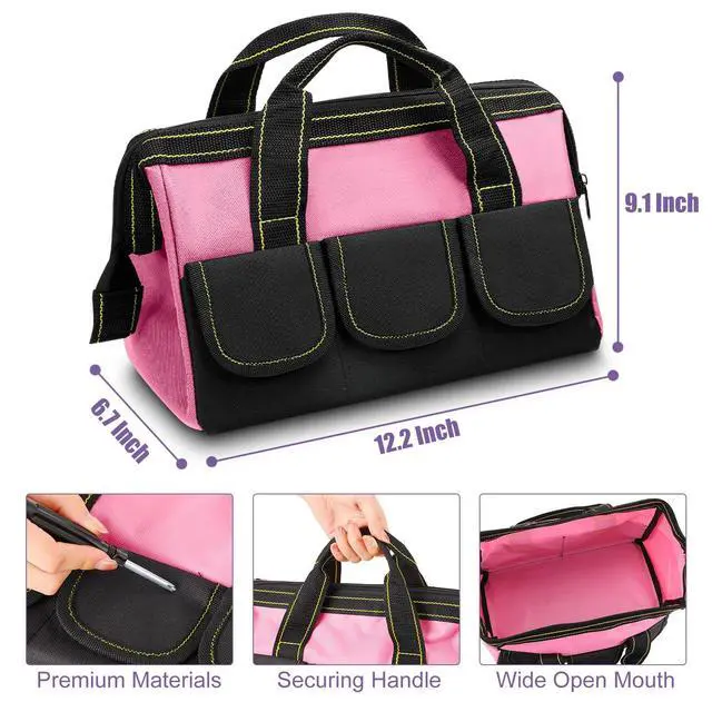 Alt view image 2 of 6 - 3 Pack 13 Inch Tool Bags, Classic, Red, Pink, Light Purple