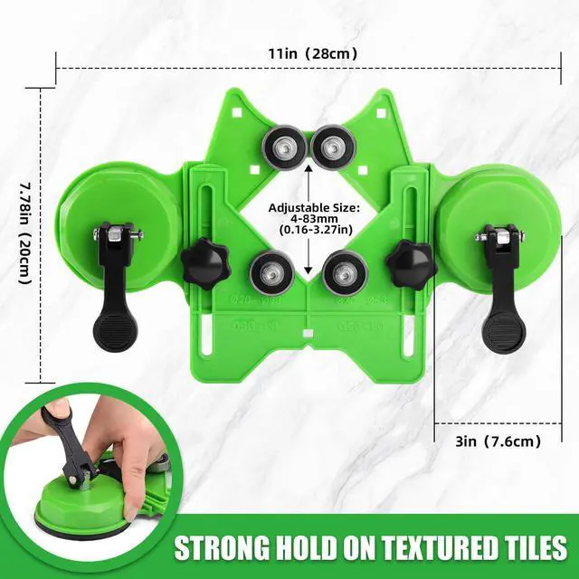 Alt view image 2 of 7 - Diamond Hole Saw Kit, 18 PCS Tile Hole Saw Kit with Double Suction Cup Guide, 6-50 mm Dry/Wet Drill Bits Set for Ceramic, Glass, Porcelain, Marble, Granite