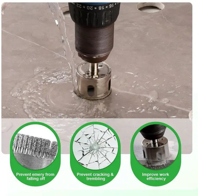 Alt view image 7 of 7 - Diamond Hole Saw Kit, 18 PCS Tile Hole Saw Kit with Double Suction Cup Guide, 6-50 mm Dry/Wet Drill Bits Set for Ceramic, Glass, Porcelain, Marble, Granite