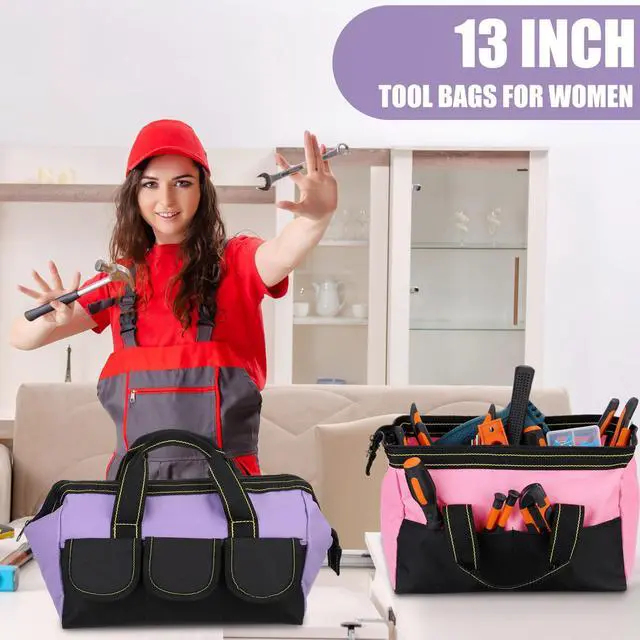 Alt view image 6 of 6 - 3 Pack 13 Inch Tool Bags, Classic, Red, Pink, Light Purple