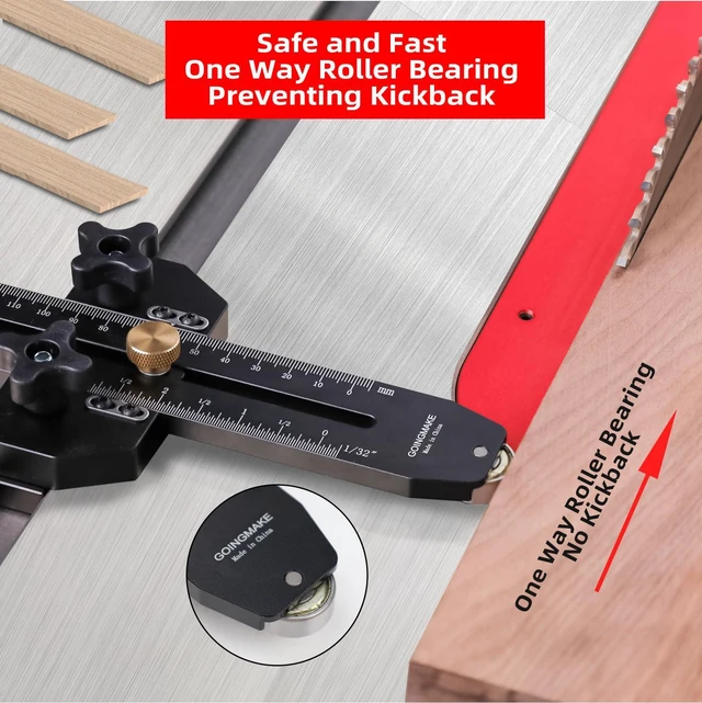 Alt view image 4 of 7 - Thin Rip Jig Table Saw Jig Guide for Making Repetitive Narrow Thin Strip Cuts Woodworking Tools Fast Thin Ripping Guide for Table Saw Band Saw Router Table Fits for 3/8" x 3/4" T Slot