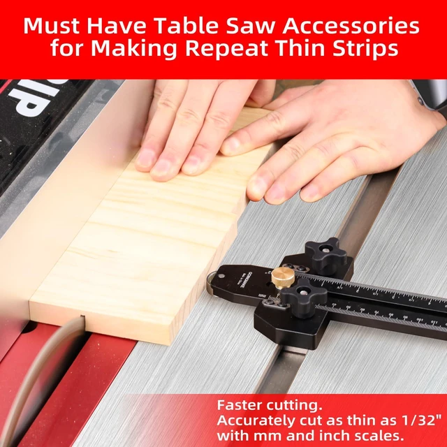 Alt view image 6 of 7 - Thin Rip Jig Table Saw Jig Guide for Making Repetitive Narrow Thin Strip Cuts Woodworking Tools Fast Thin Ripping Guide for Table Saw Band Saw Router Table Fits for 3/8" x 3/4" T Slot