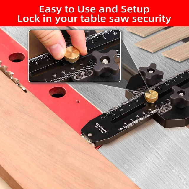 Alt view image 7 of 7 - Thin Rip Jig Table Saw Jig Guide for Making Repetitive Narrow Thin Strip Cuts Woodworking Tools Fast Thin Ripping Guide for Table Saw Band Saw Router Table Fits for 3/8" x 3/4" T Slot