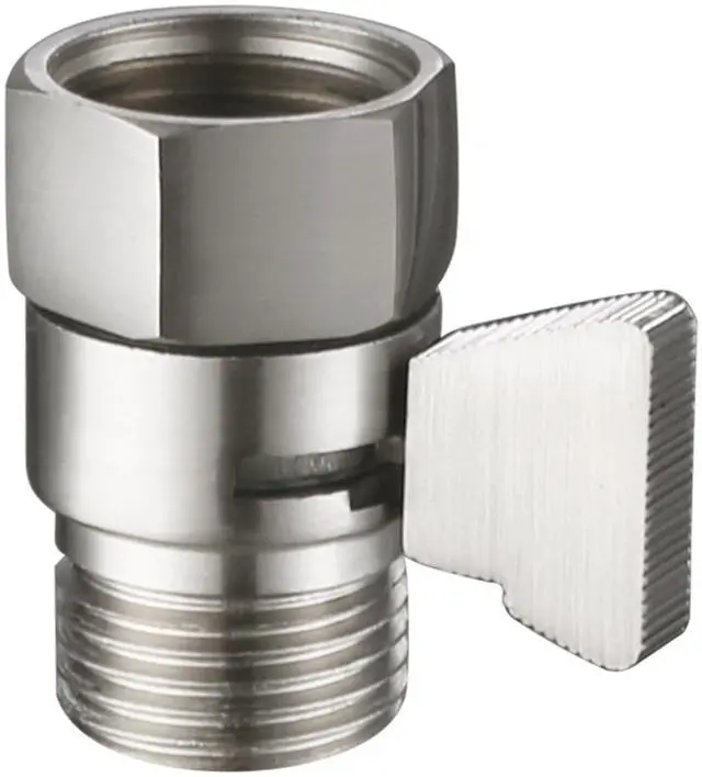Main image of Shower Valve Brushed Nickel, Flow Adjuster Restrictor Shut Off | Robust Brass Water Flow Regulator G 1/2, Control Water Volume Pressure Reducer for Handheld Shower or Bidet Sprayer