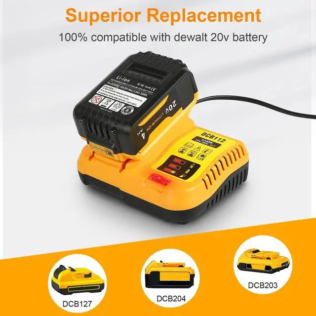 Alt view image 2 of 6 - DCB112 20V Max Battery Charger Replacement for Dewalt | Compatible with Dewalt 12V/20V Max Battery DCB120& DCB200 Series