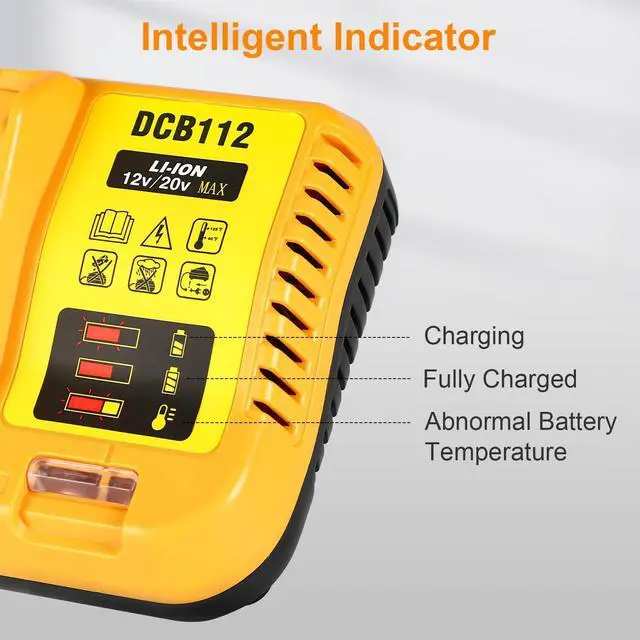 Alt view image 4 of 6 - DCB112 20V Max Battery Charger Replacement for Dewalt | Compatible with Dewalt 12V/20V Max Battery DCB120& DCB200 Series