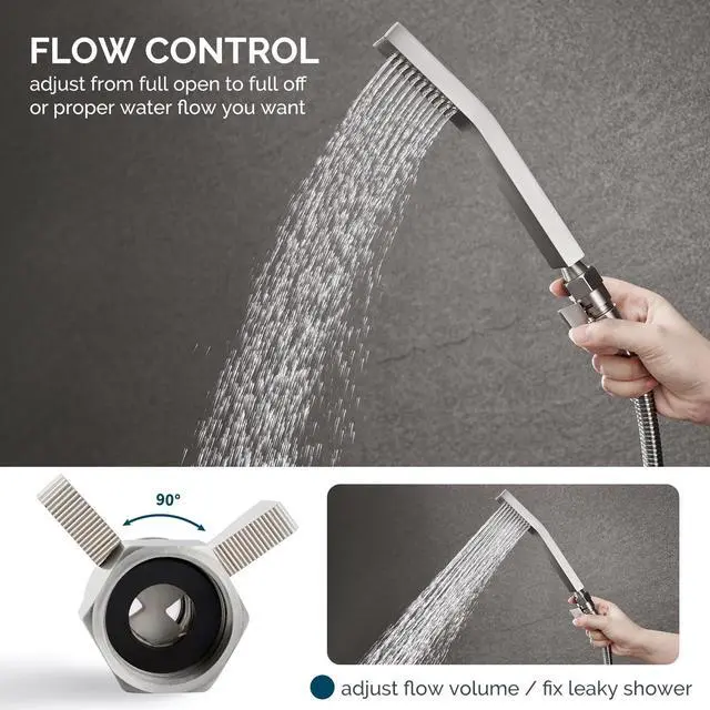 Alt view image 4 of 7 - Shower Valve Brushed Nickel, Flow Adjuster Restrictor Shut Off | Robust Brass Water Flow Regulator G 1/2, Control Water Volume Pressure Reducer for Handheld Shower or Bidet Sprayer