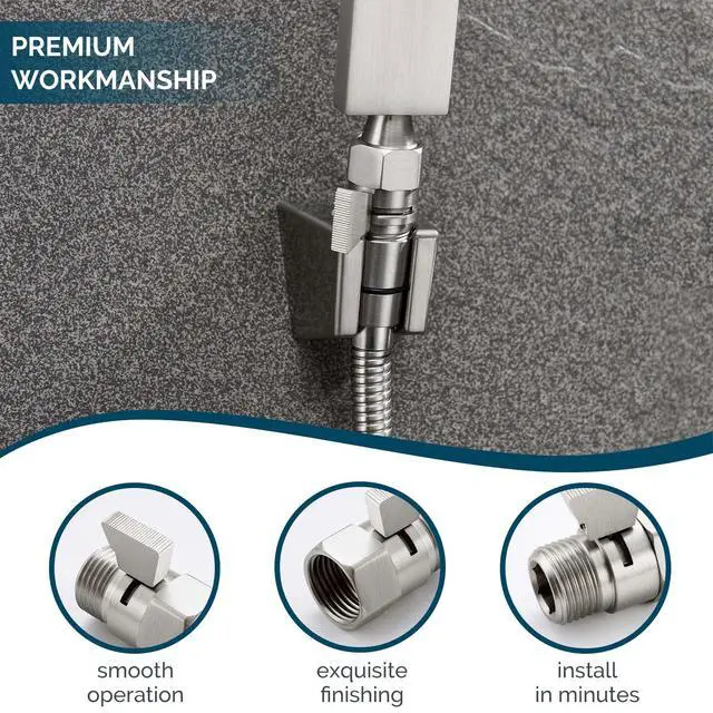Alt view image 6 of 7 - Shower Valve Brushed Nickel, Flow Adjuster Restrictor Shut Off | Robust Brass Water Flow Regulator G 1/2, Control Water Volume Pressure Reducer for Handheld Shower or Bidet Sprayer
