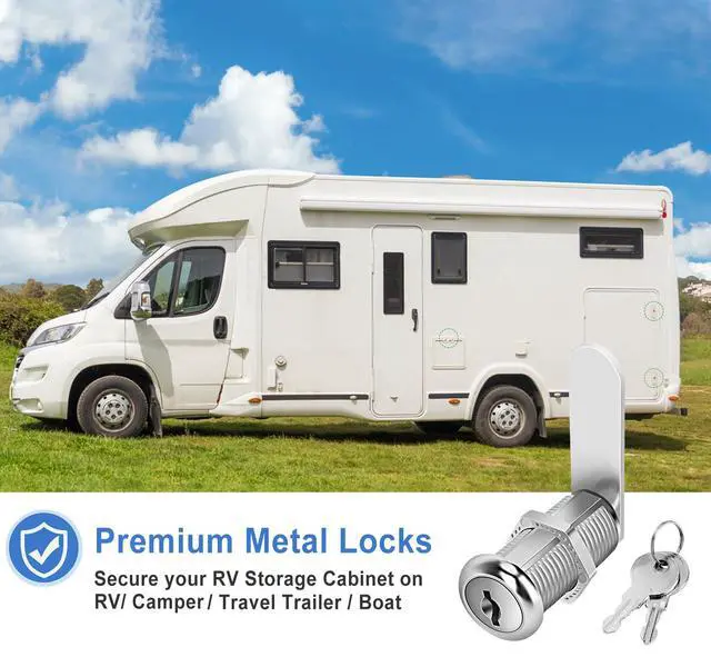 Alt view image 5 of 7 - Cabinet Locks with Keys, 1-1/2" Long Cam Locks keyed Alike, Cabinet Cam Lock Set for Cabinets, RV Storage, Tool Box, Thick Drawer, Zinc Alloy (2 Pack, 1-1/2 Inch)