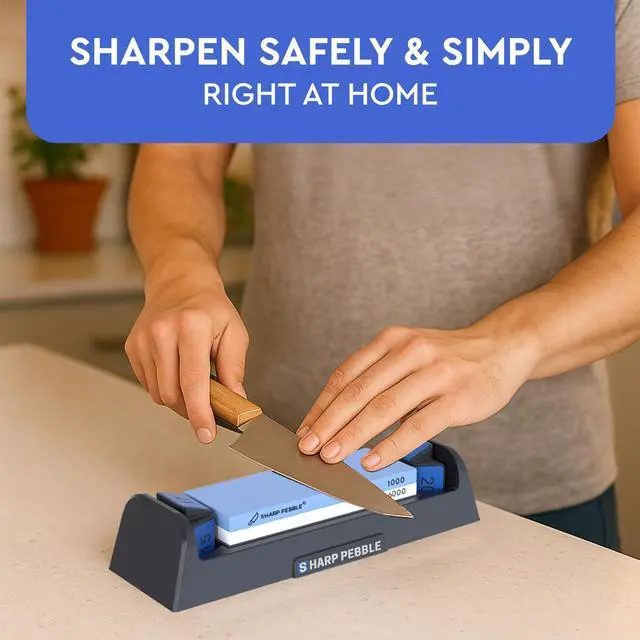 Alt view image 6 of 7 - Complete Whetstone Knife Sharpening Stone Kit 1000/6000 Grit | Wet Stone Sharpener with Built-In Angle Guides (15°/17°/20°/22°) for German & Japanese Knives- Beginner-Friendly
