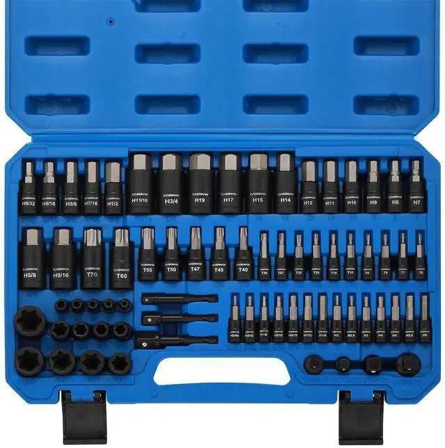 Main image of 71-Piece Master Hex & Torx Bit Socket Set, 1/4" & 3/8" & 1/2" Drive, Metric/SAE Hex Bit Sockets, Star Bit Sockets (T6 - T70), E-Torx Sockets (E4 - E24), with Storage Case