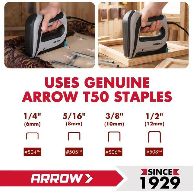 Alt view image 4 of 6 - Arrow T50ACD Heavy Duty Electric Staple Gun, Fits 1/4" to 1/2" Staples | Corded Staple Gun for Upholstery, Furniture, Office, Decorating, Fits 1/4", 5/16", 3/8", or 1/2" Staples
