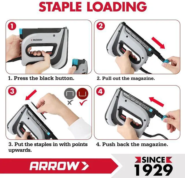 Alt view image 5 of 6 - Arrow T50ACD Heavy Duty Electric Staple Gun, Fits 1/4" to 1/2" Staples | Corded Staple Gun for Upholstery, Furniture, Office, Decorating, Fits 1/4", 5/16", 3/8", or 1/2" Staples