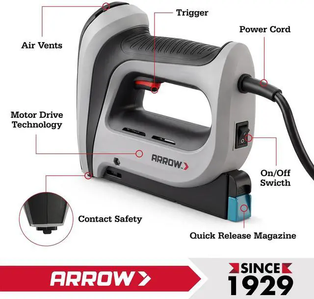 Alt view image 6 of 6 - Arrow T50ACD Heavy Duty Electric Staple Gun, Fits 1/4" to 1/2" Staples | Corded Staple Gun for Upholstery, Furniture, Office, Decorating, Fits 1/4", 5/16", 3/8", or 1/2" Staples