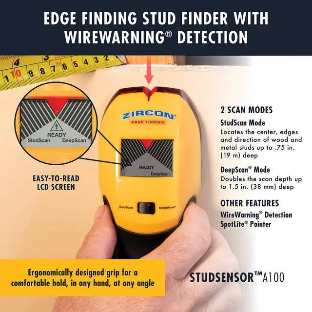 Alt view image 3 of 7 - ® StudSensor A100 Stud Finder w/Live Wire Detection | Easy-to-use stud finder