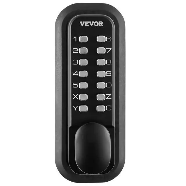 Alt view image 4 of 7 - Mechanical Keyless Entry Door Lock, 14 Digit Keypad, Outdoor Gate Door Locks Set with Surface-Mounted Latch, Water-Proof Zinc Alloy, Keypad and Knob, Easy to Install, for Garden, Garage, Yard