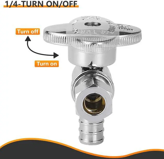 Alt view image 5 of 7 - 10PC 1/2" PEX-B Crimp x 3/8" OD Compression Angle Stop Valve | 1/4 Turn Shut Off Valve,for Bathroom, ASTM F1807(VALVE076-10)
