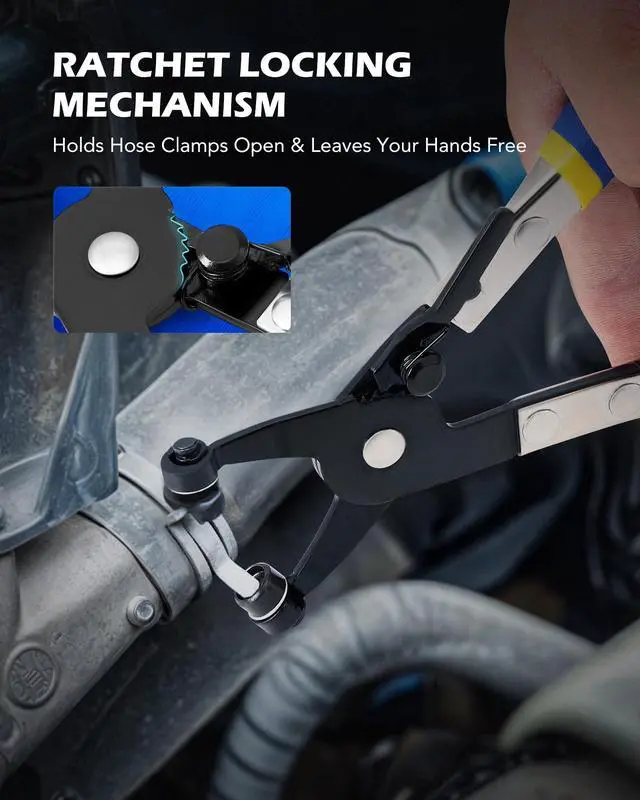 Alt view image 4 of 7 - OMT 9pcs Hose Clamp Pliers for Fuel Oil & Water Hoses | Automotive Long Reach Hose Clamp Remover Kit with Flexible Wire Clic R Type Swivel Jaw Flat Band Pliers Case, Blue