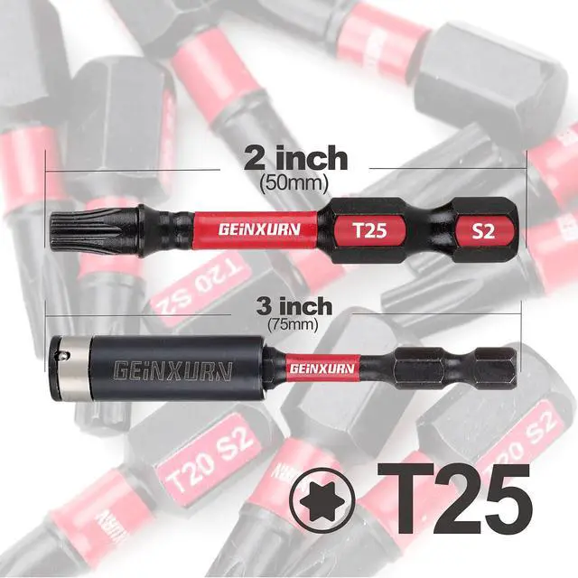 Alt view image 2 of 7 - 50 Pieces T25 2 In. Impact Tough Magnetic #25 Torx Head Power Bits, S2 Alloy Steel T25 Screwdriver Bits Set with 1Pcs Impact Bit Holder