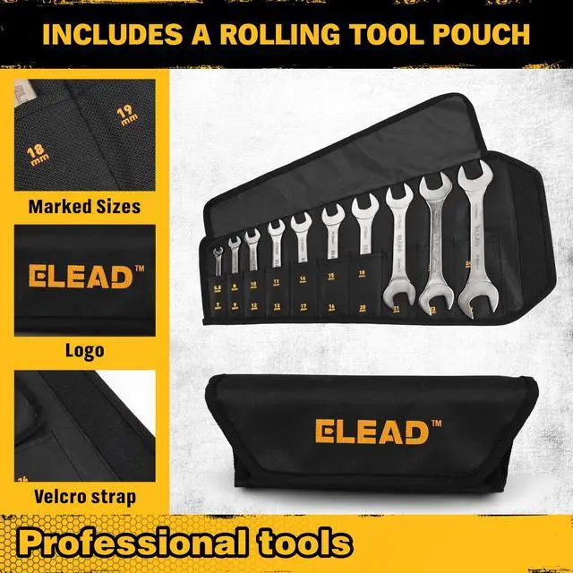 Alt view image 6 of 7 - 10-Piece Super-Thin Open End Wrench Set, Metric 5.5-27mm, CR-V Nickel Plated, 3 mm Thickness for Tight Spaces, 5.5, 7, 8, 9, 10, 11, 12, 13, 14, 15, 16, 17, 18, 19, 20, 21, 22, 23, 24, 27mm