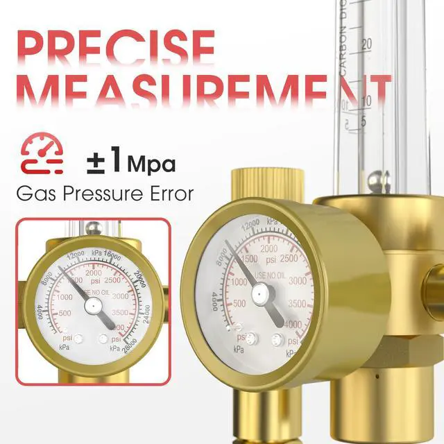 Alt view image 2 of 6 - Welding Gas Flowmeter with Gas Hose, Leak-Proof Argon CO2 | leak-resistant connections, clear gauges, controlled shielding gas setup