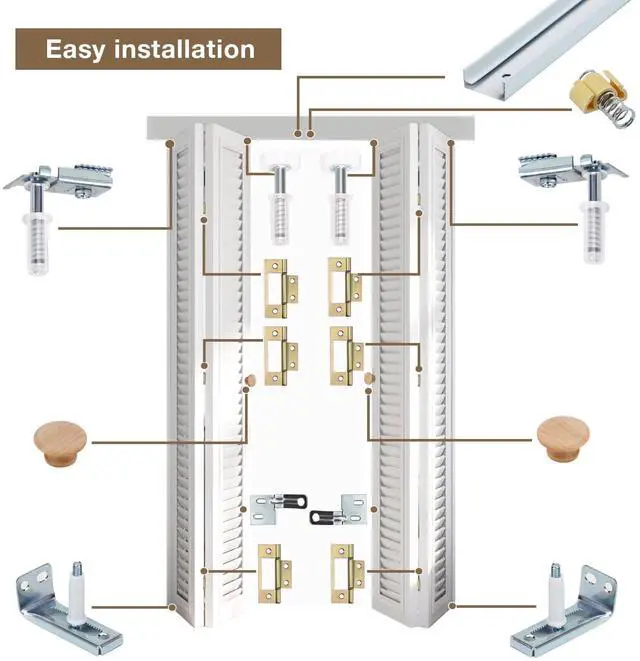 Alt view image 3 of 7 - Bifold Door Hardware Kit, 48-Inch Bi-fold Closet Door Track Kit Bifold Closet Door Hardware Kit Folding Door Hardware Repair Replacement Tool Kit