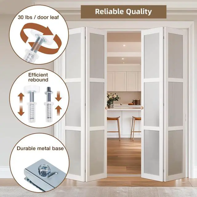 Alt view image 4 of 7 - Bifold Door Hardware Kit, 48-Inch Bi-fold Closet Door Track Kit Bifold Closet Door Hardware Kit Folding Door Hardware Repair Replacement Tool Kit