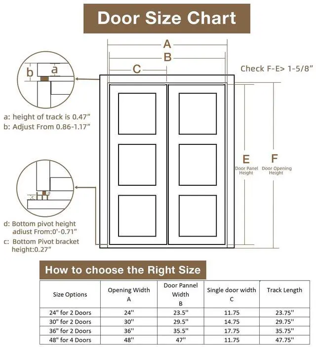 Alt view image 5 of 7 - Bifold Door Hardware Kit, 48-Inch Bi-fold Closet Door Track Kit Bifold Closet Door Hardware Kit Folding Door Hardware Repair Replacement Tool Kit