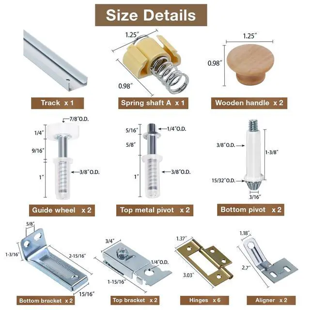 Alt view image 6 of 7 - Bifold Door Hardware Kit, 48-Inch Bi-fold Closet Door Track Kit Bifold Closet Door Hardware Kit Folding Door Hardware Repair Replacement Tool Kit