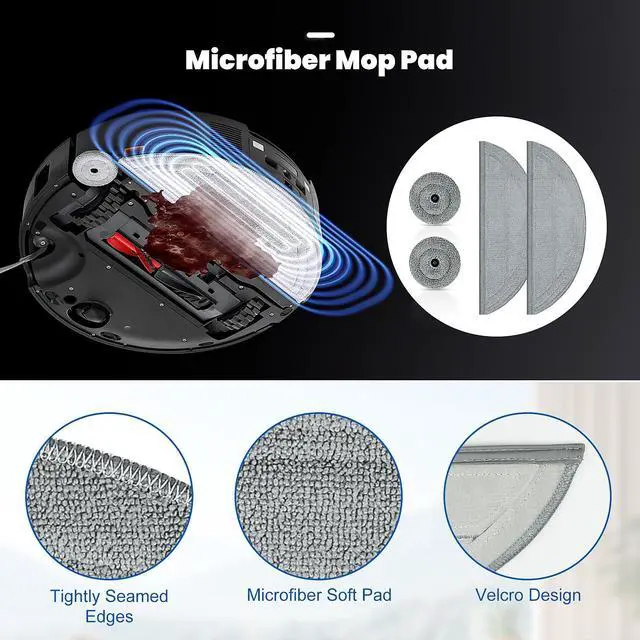 Alt view image 6 of 7 - 29 Pack Accessories Kit for Roborock Saros 10 Robot Vacuum | 1 Pairs Mainbrush 6 Side Brush 4 Filter 6 Dust Bags 4 Long Mop 4 Small Round Mop 1 Base Station Brush 2 Tools