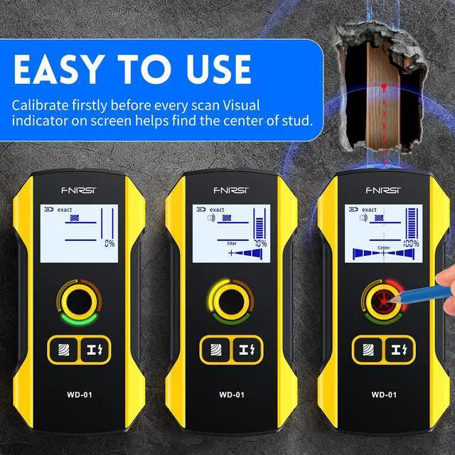 Alt view image 4 of 7 - WD-01 6 in 1 Rechargeable Stud Finder Wall Scanner, Positioning Hole | for Wood Drywall Metal AC Wires Joist Pipe Stud Center Detecting, Audio Alarm, Digital Deep Scan Detector Inside the Wall