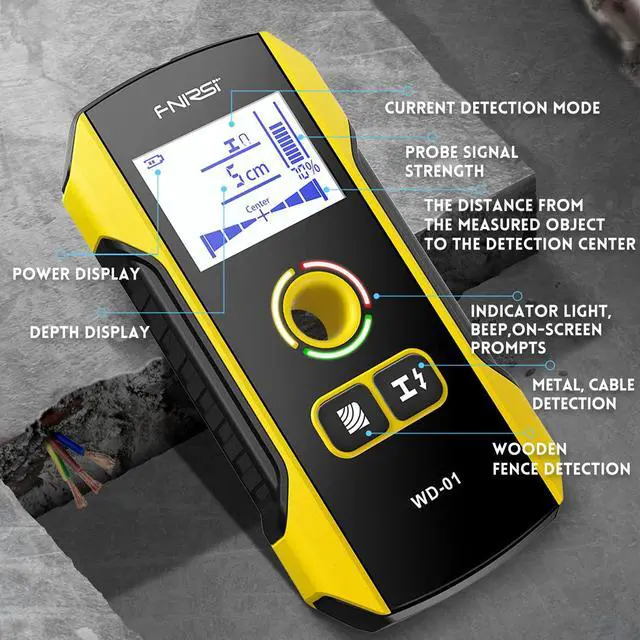 Alt view image 7 of 7 - WD-01 6 in 1 Rechargeable Stud Finder Wall Scanner, Positioning Hole | for Wood Drywall Metal AC Wires Joist Pipe Stud Center Detecting, Audio Alarm, Digital Deep Scan Detector Inside the Wall