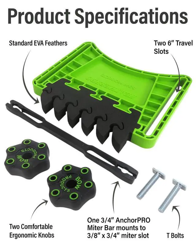 Alt view image 5 of 7 - EVA Featherboard for Table Saws, Router Tables & Band Saws | EVA Feather Board, AnchorPRO Miter Bar, 5X Kickback Resistance, Non-Marring EVA, Replaceable Feathers, Tool-Free Adjust