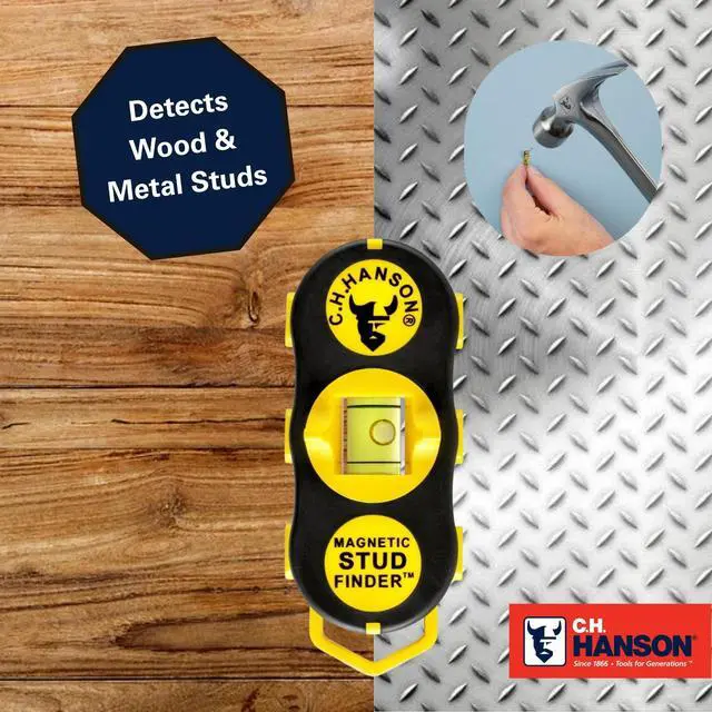 Alt view image 2 of 7 - Magnetic Stud Finder | Battery-Free Stud Locator with Rare Earth Magnets | Finds Nails & Screws Behind Drywall | Built-In Level for TV Mounting, Shelves & Home Projects