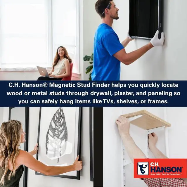 Alt view image 5 of 7 - Magnetic Stud Finder | Battery-Free Stud Locator with Rare Earth Magnets | Finds Nails & Screws Behind Drywall | Built-In Level for TV Mounting, Shelves & Home Projects