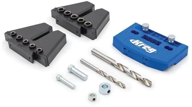 Main image of Dowel Jig Kit - Doweling Guide Kit with Removable Drill Guides - No-Measure Doweling Jig for Benchtop and Workshop Projects - Cabinet Joint Alignment Tool - KHJD345