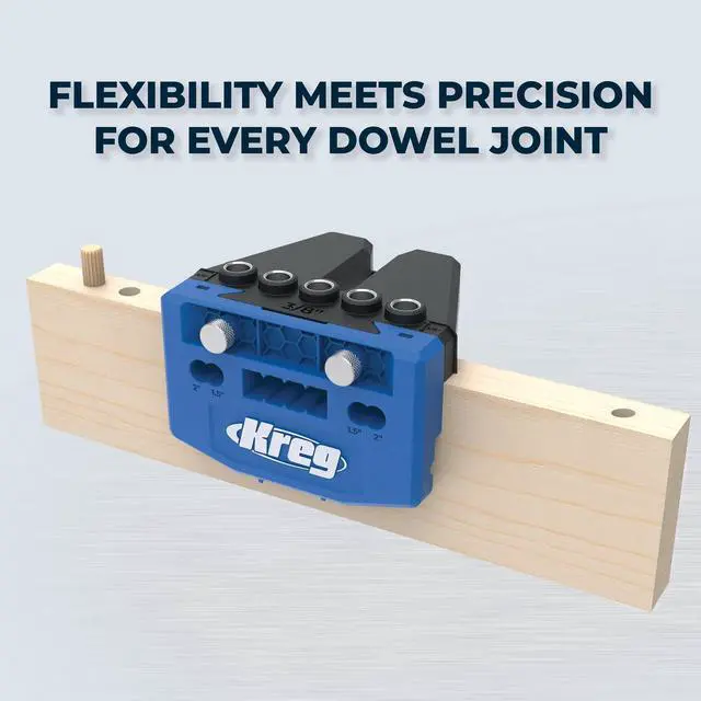 Alt view image 2 of 7 - Dowel Jig Kit - Doweling Guide Kit with Removable Drill Guides - No-Measure Doweling Jig for Benchtop and Workshop Projects - Cabinet Joint Alignment Tool - KHJD345